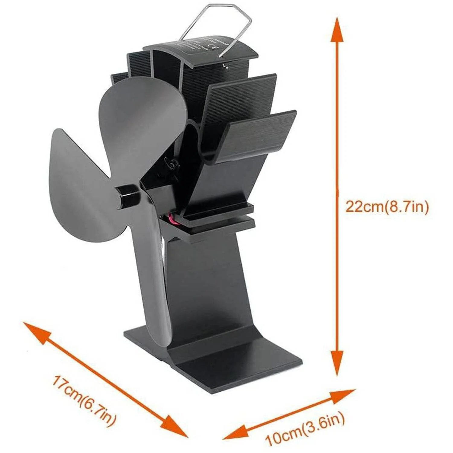 3 Blades Heat Powered Economy Stove Fan for Wood Stove or Log Burner - Image 2