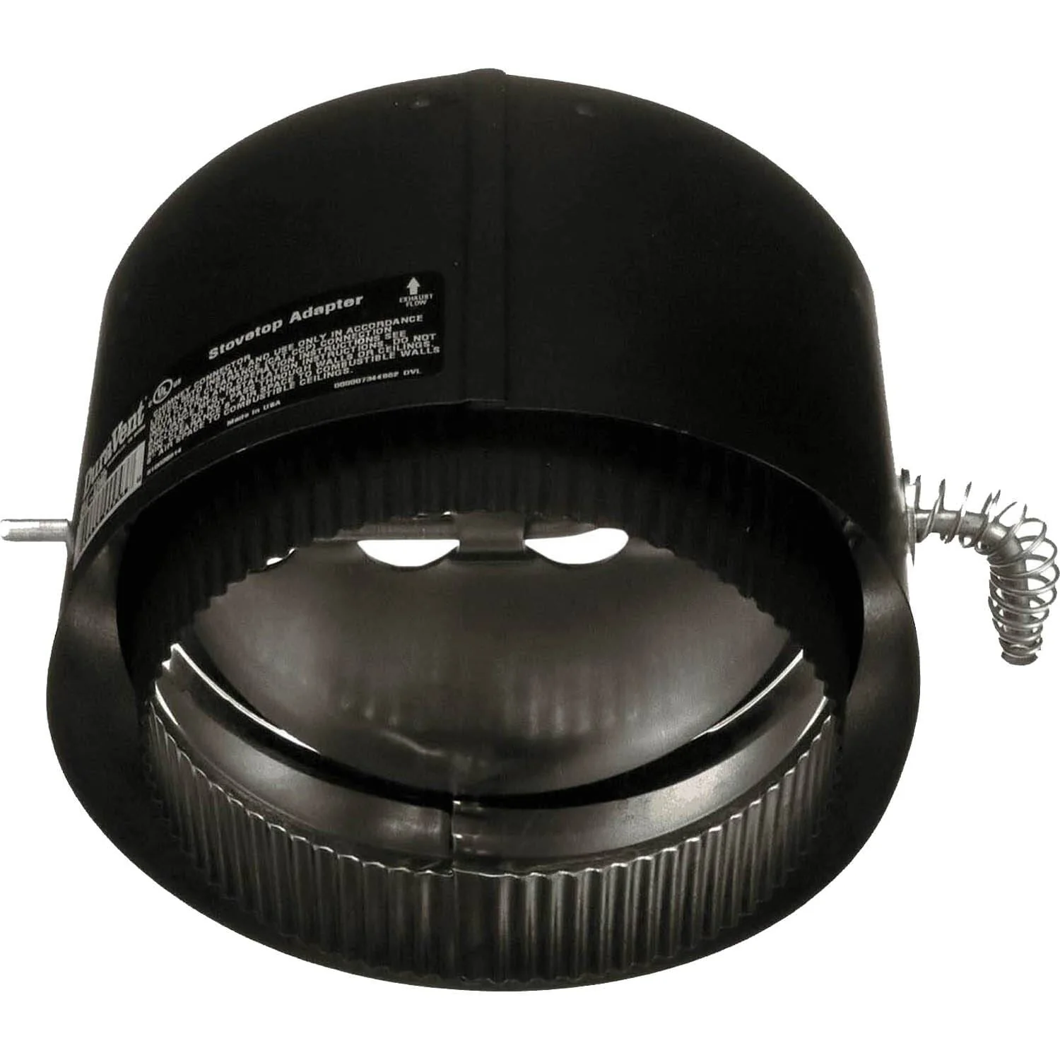 DuraVent, 6" Double Wall Stove Top Adapter with damper, Black: 6DVL-ADWD - Image 3
