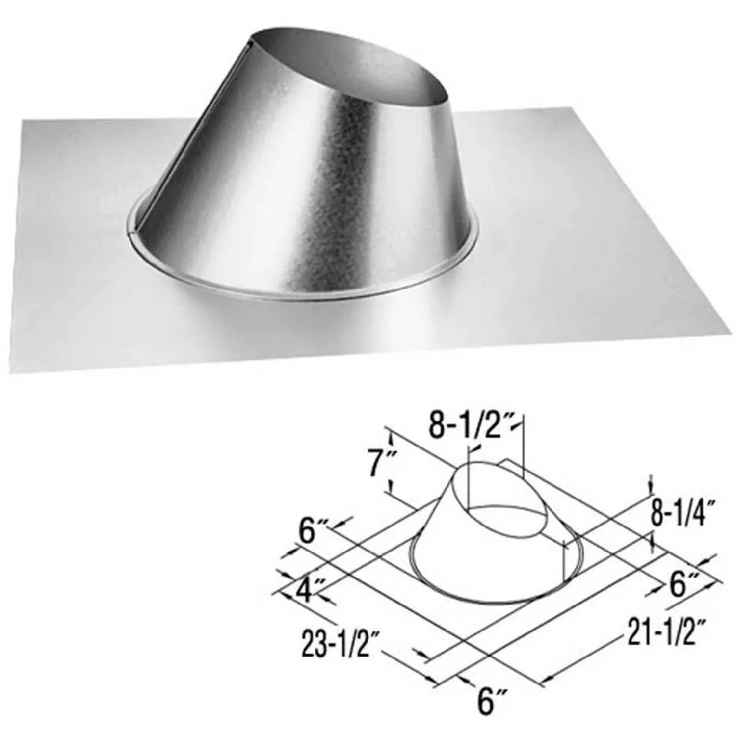 DuraVent DirectVent Pro 4" x 6-5/8" DSA Roof Flashing: 46DVA-F6DS