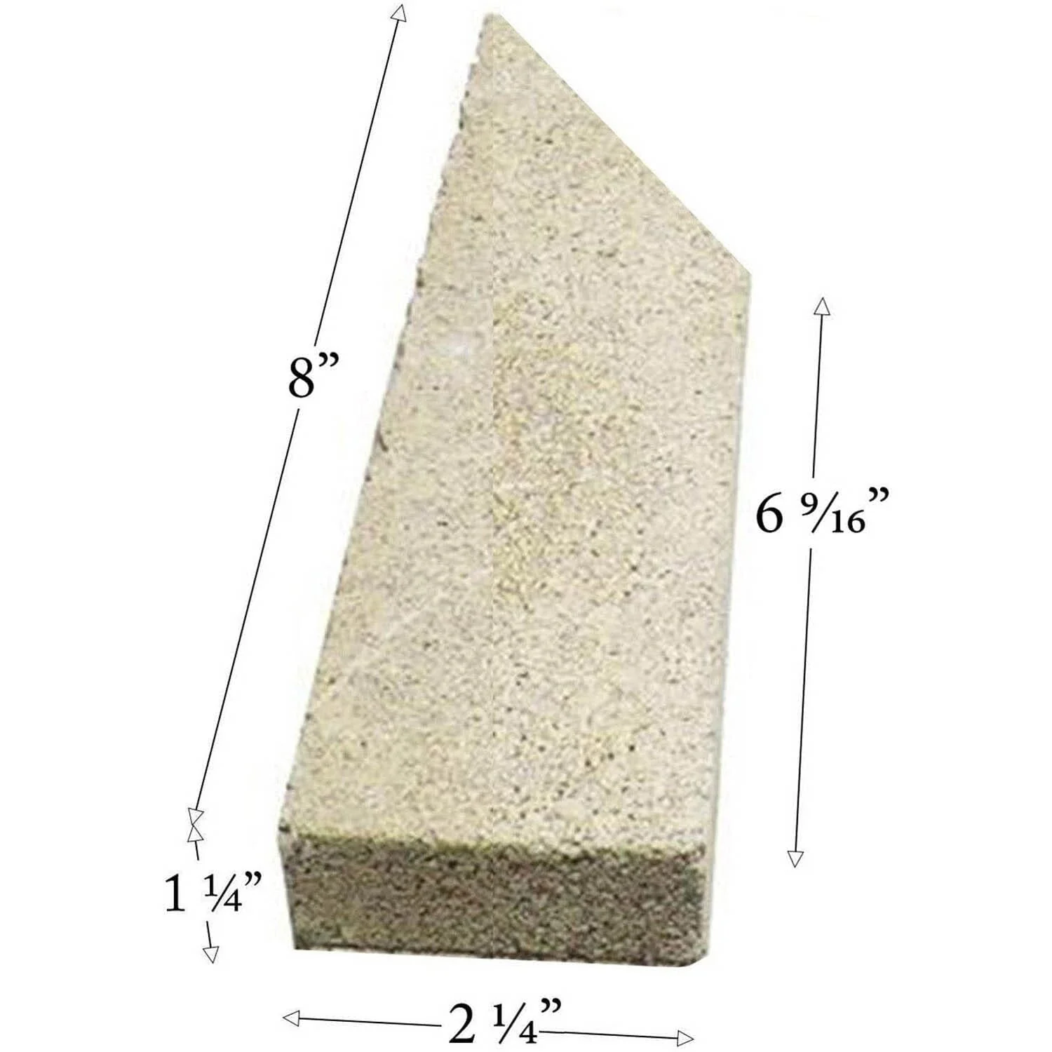 Pumice Firebrick With Angle For Stoves and Fireplaces (8" x 2.25" x 1.25”): PUMICE-BRICK-25
